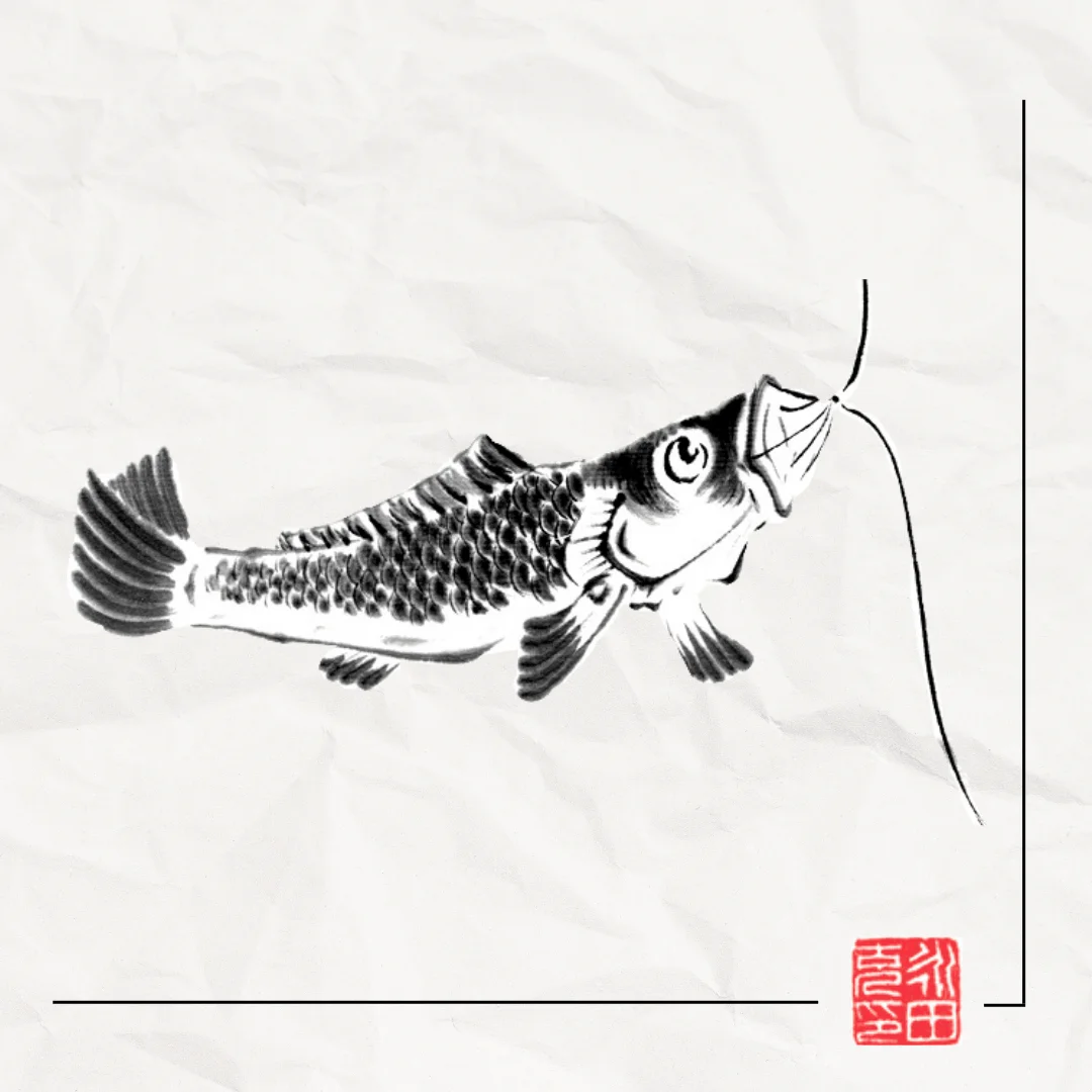 Ilustración a tinta: Las banderas koinobori